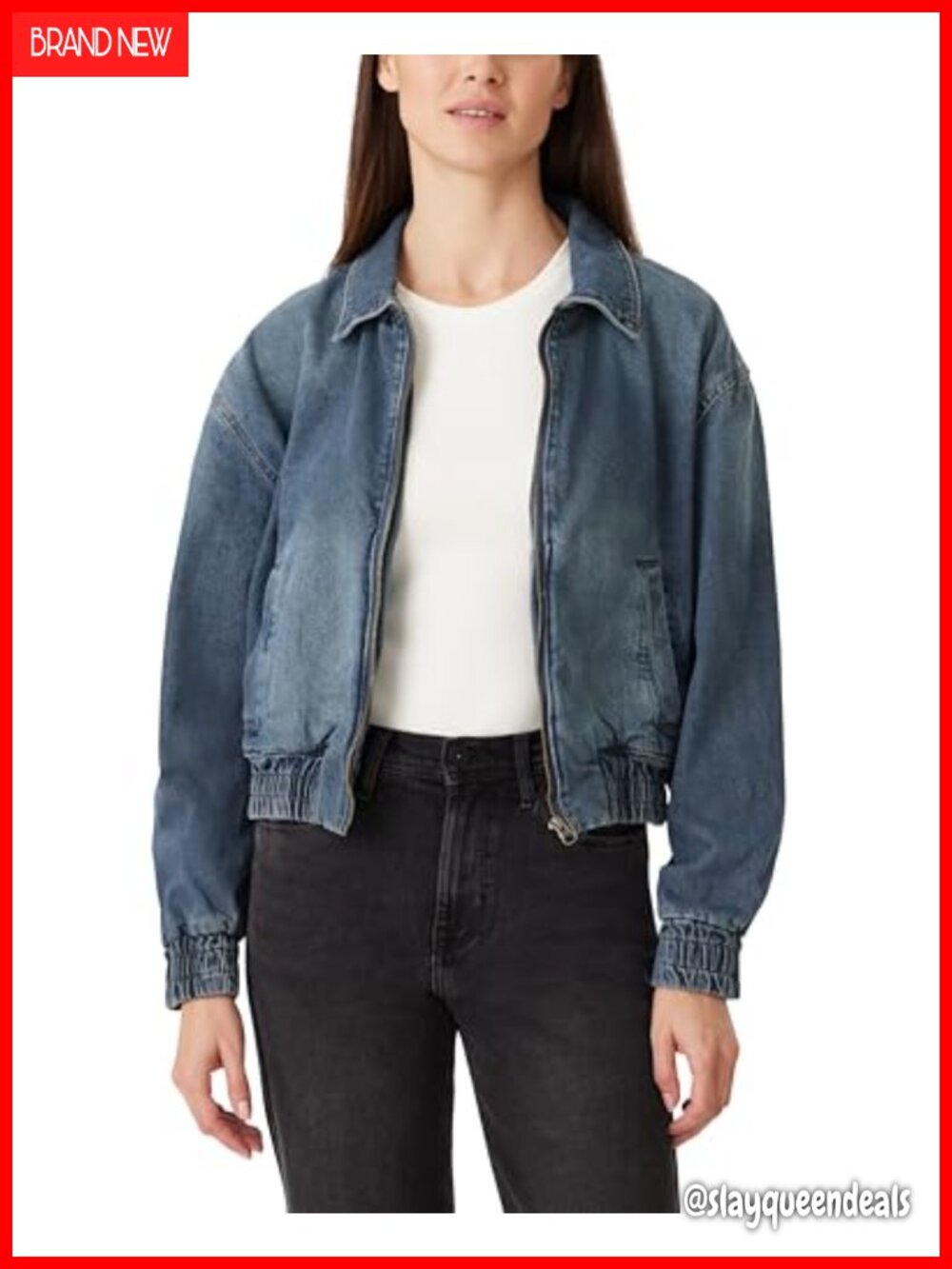 Collared Denim Bomber Jacket Long Sleeve Casual Aviator Style